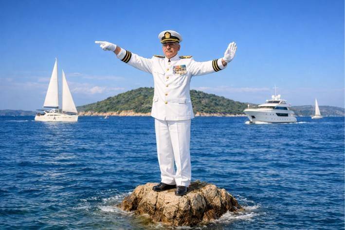 Foto Admiral bei der Wegerchtsregelung